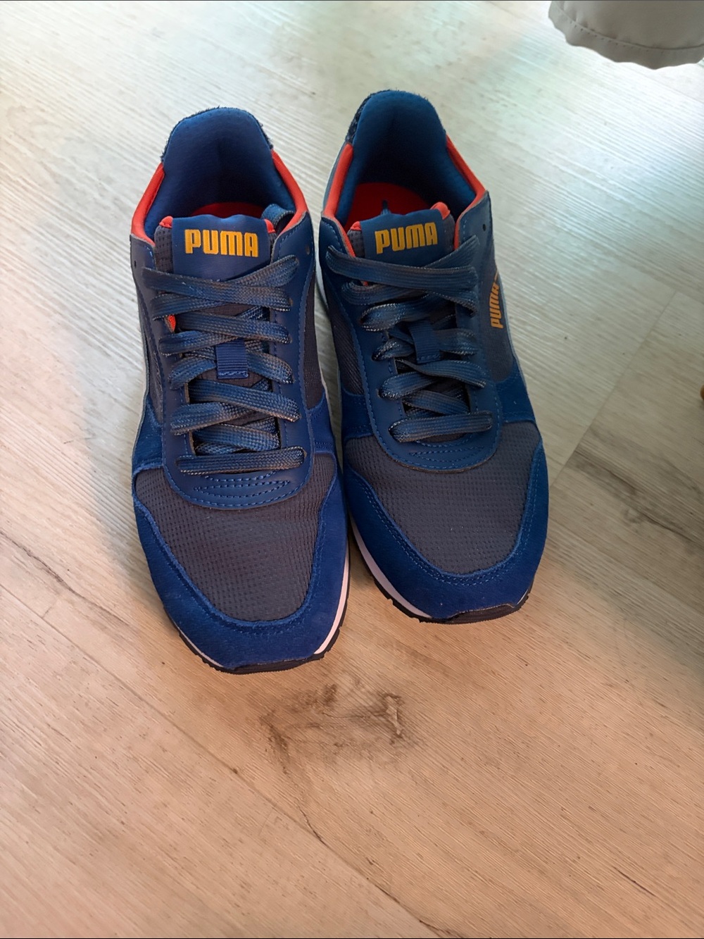 Puma Men's Blue Sneakers with Orange Accents